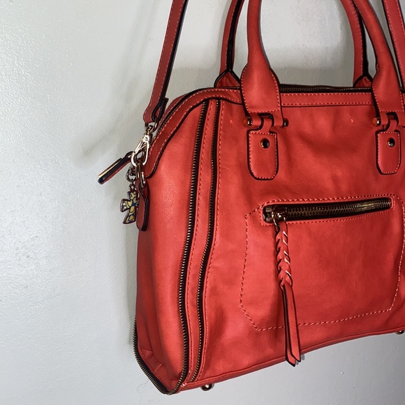 Urban Expressions Red/Orange Large Vegan Satchel Crossbody/Hand/Shoulder Bag - Picture 3 of 16